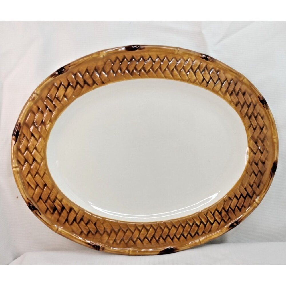 "Embossed Bamboo/Wicker Waikiki Oval Platter 17"X13"1/4. New